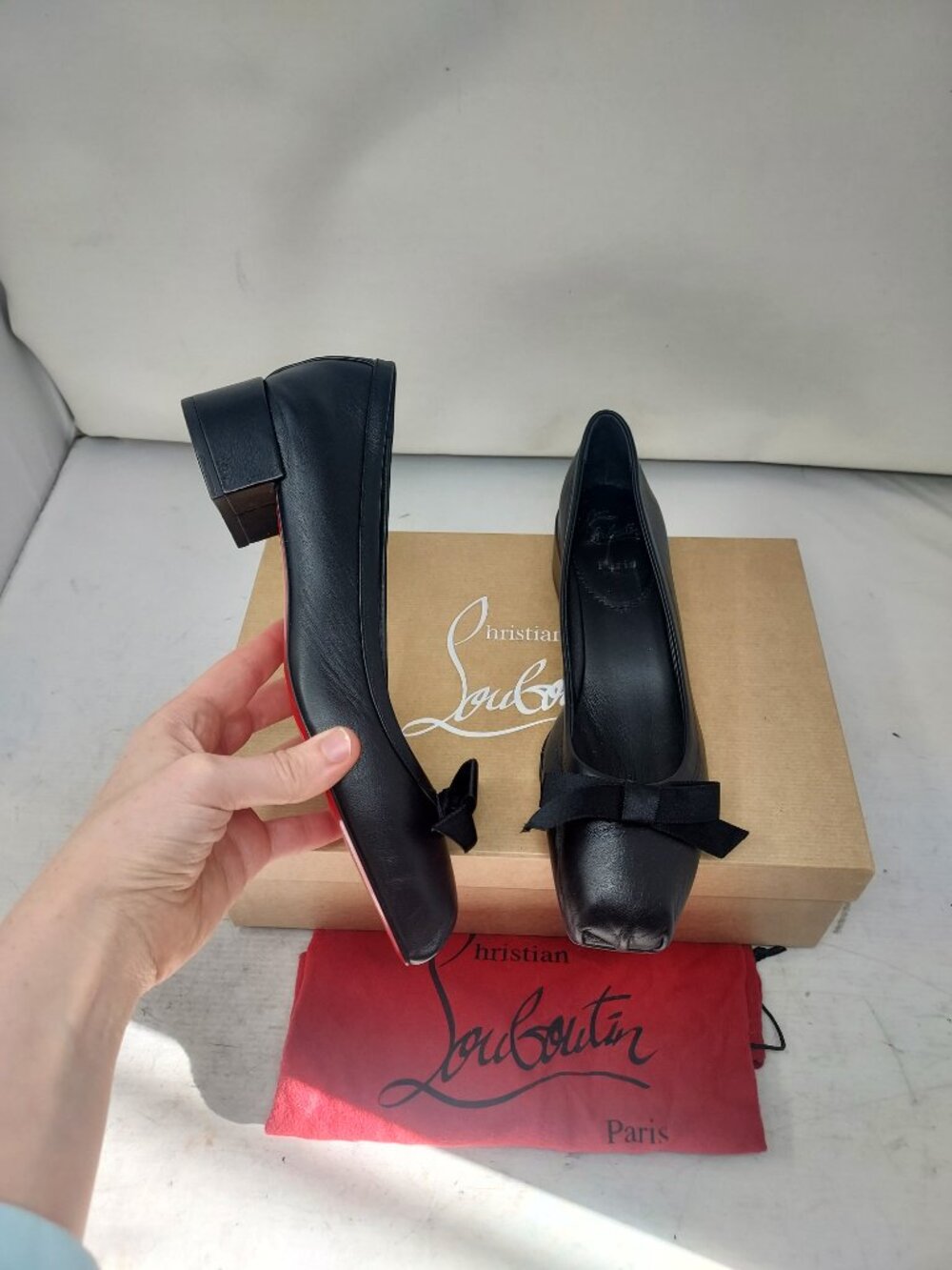 Christian Louboutin Black Mamaflirt Leather Ballerina Pump
